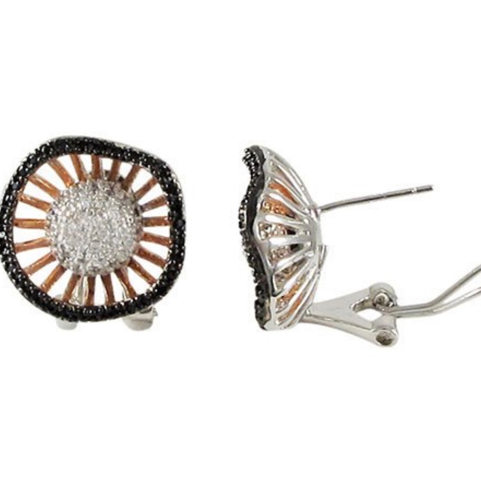 Lotus Blossom Rose Gold Cubic Zirconia Pav Earring-Boutique 79$